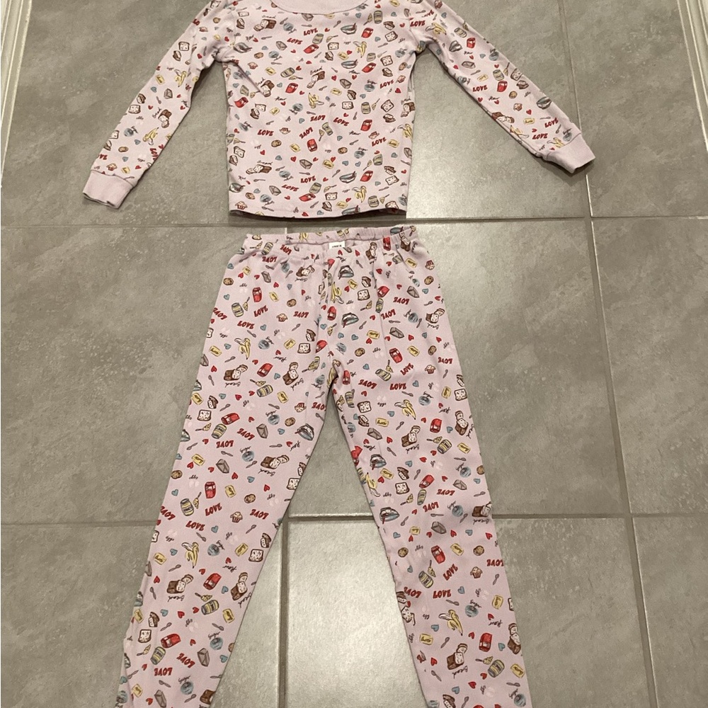 Janie and Jack Pink and Red Pajama Set with Floral Design